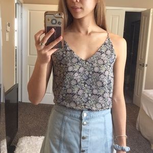 LOFT strappy floral V-neck flow top